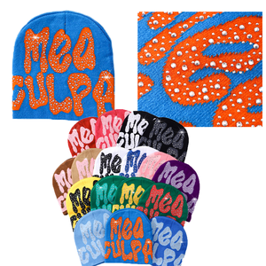 Gorros de punto acrílico de felpa para hombre y mujer, con letras jacquard, para playa, viajes, invierno, esquí, estilo holgado - Product Image 1