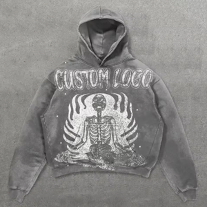 Sweat à capuche unisexe personnalisé style streetwear pour homme, gris minéral, grammage lourd, vintage, coupe oversize, délavé à la pierre <span class=keywords><strong>et</strong></span> à l'acide - Product Image 3