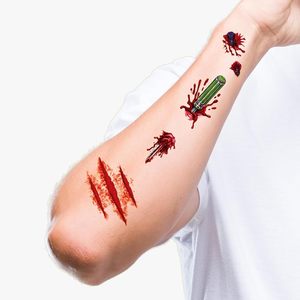 Halloween tatouages temporaires simulés cicatrice tatouages yeux coeur araignée tatouage autocollant corps visage Halloween autocollant décoratif adulte - Product Image 3