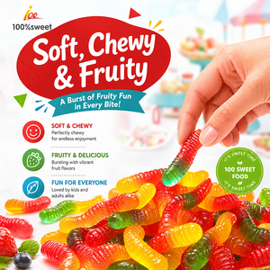 <strong>Sweets</strong> Wholesale Sour <strong>Worms</strong> Gummies Candies Oem Jelly Manufacturer Sour Gummy <strong>Worms</strong> Candy - Product Image 4
