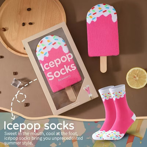 Chaussettes en coton personnalisables en gros avec des motifs de pastèque, de chocolat, de fraises et de <span class=keywords><strong>crème</strong></span> glacée - Product Image 2