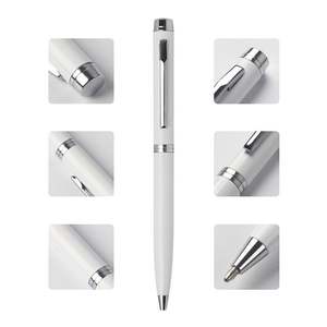 Stylo bille blanc personnalisé de haute qualité, promotionnel, à mécanisme rotatif, pointe de 1,0 mm, en métal, idéal pour les entreprises. - Product Image 2