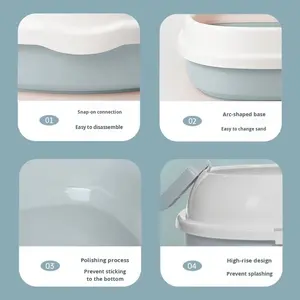 Extra große umwelt freundliche quadratische Katzen toilette aus Kunststoff Anti-Splash-verdickte Toilette Halb geschlossene Anti-Sand-Haustier reinigung - Product Image 4