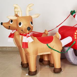 Décoration de Noël gonflable d'extérieur de 7 pieds de long, Père Noël gonflable sur traîneau avec rennes - Product Image 3