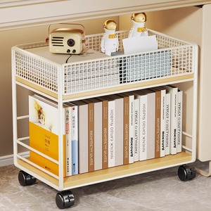 Étagère de rangement pour placard à double niveau en métal, largeur 26 cm, profondeur 77 cm, hauteur 65 cm, avec roulettes et paniers/étagères supérieurs et inférieurs - Product Image 3