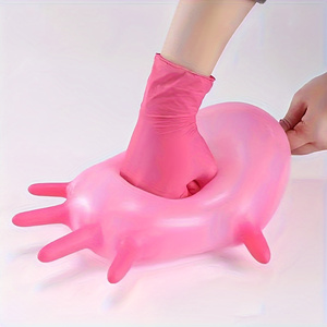 Gants jetables écologiques roses en nitrile pour examen médical, protection sans poudre, latex de caoutchouc alimentaire pour le nettoyage - Product Image 1