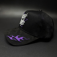 Casquette de baseball unisexe de style streetwear haut de gamme, avec logo brodé de strass Rich Boyz, 5 panneaux, doublure en satin violet et visière incurvée