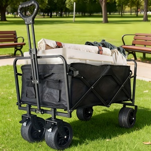 Folding <b>Collapsible</b> Camping Cart With Four-Wheel Nylon Basket Foldable Shopping Wagon Large Capacity Outdoor Utility Cart - Product Image 6