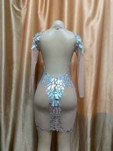 All'ingrosso da <span class=keywords><strong>donna</strong></span> Sexy in maglia <span class=keywords><strong>trasparente</strong></span> strass Clubwear fasciatura aderente abito da Night Club - Product Image 3