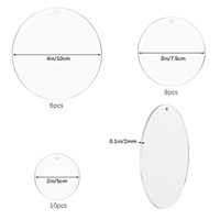 24 disques ronds en acrylique transparents de 2 mm d'épaisseur, de 2 à 4 pouces, avec trou, pour artisanat, pendentifs de porte-clés, décorations de Noël