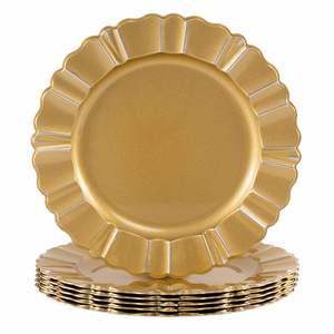 Assiettes de présentation jetables personnalisées en acrylique transparent de 13 pouces, motifs floraux or, noir et argent, 50 pièces, vente en gros, pour mariage - Product Image 5