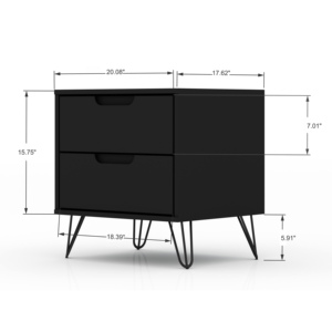 Nightstand In Black With Two <b>Drawers</b> Modern Minimalist Design <b>For</b> Bedroom <b>Storage</b> - Product Image 3