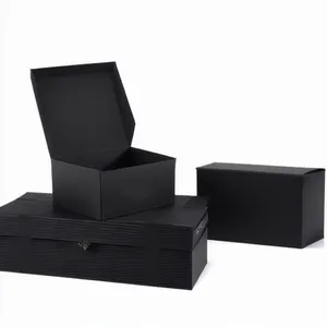 Caja de envío negra personalizada ecológica impresión en color cartón corrugado embalaje de papel negro caja de envío