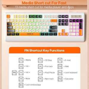 <span class=keywords><strong>Clavier</strong></span> ergonomique silencieux <span class=keywords><strong>iMICE</strong></span> AK-100 filaire USB avec rétroéclairage arc-en-ciel et touches colorées en gros - Product Image 5