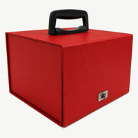 Caja de Regalo Rígida de Lujo con Acabado Mate, Tapa Abatible, Cierre Metálico y Asa de Plástico Texturizado Negro, Cajas de Regalo para Invitados de Boda