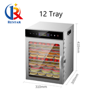 Déshydrateur de fruits et légumes en acier inoxydable à 12 couches avec écran tactile, pour pommes, saucisses, noix, thé, viande et herbes