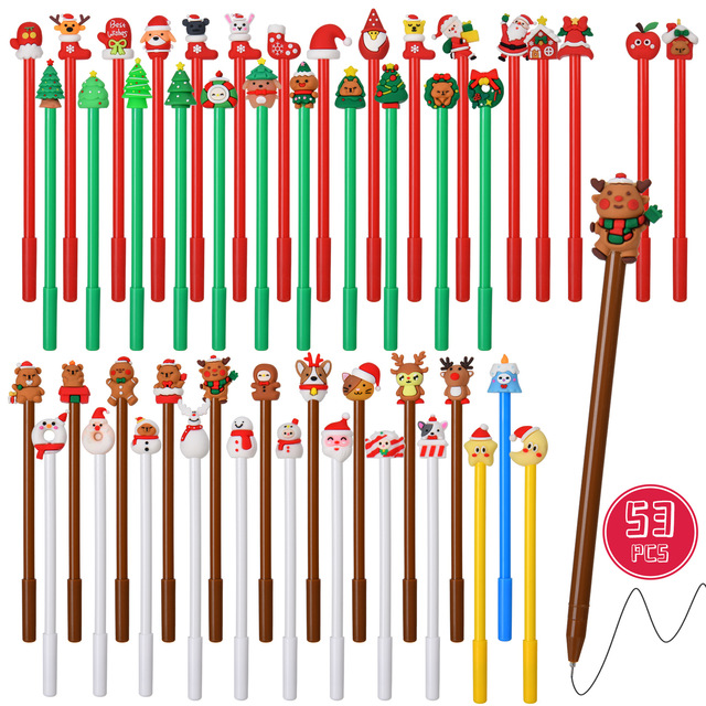 Wholesale Cartoon Christmas Stationery Neutral Pen Novelty Stress Relief Plastic Pen Cute Santa Claus Black Ballpoint Pen