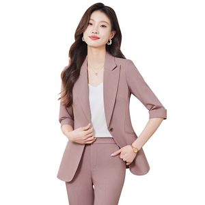 Women's Suit Set Spring 2025 Three Quarter Sleeve Polyester Anti-Wrinkle Office Lady Style - Product Image 5