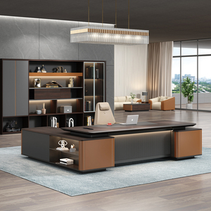 Bureau de direction personnalisé, table d'ordinateur pour manager, mobilier de bureau moderne de luxe, bureau de direction en forme de L pour PDG - Product Image 1