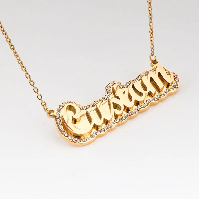 Hip Hop Personality Stainless Steel Double-layer Letter Necklace Professional Design DIY Cutting English Name Necklace Jewelry
