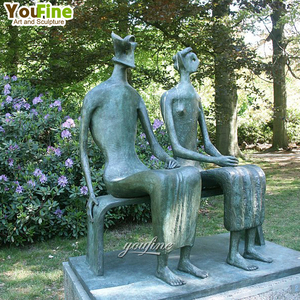 Statua moderna a grandezza naturale del re e della regina del bronzo fuso della decorazione del parco dell'opera d'arte di Henry Moore - Product Image 6