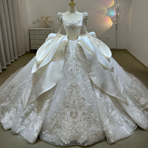 Vestido de Novia de Lujo Vintage Estilo Princesa con Bordado Color Marfil Claro, Cola Bohemia, Talla Grande, Modelo Lsjj42 - Product Image 3