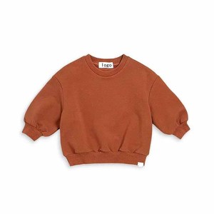 Ropa de bebé personalizada, top de chándal de Color sólido con cuello redondo, Sudadera de felpa francesa de gran tamaño con burbujas para niños - Product Image 1