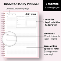 Agenda Prolead 2024 con Impresión de Logotipo Personalizado, Papel Ecológico, Tapa Dura Espiral A5, con Detalles en Dorado Rosa, Planificador Mensual y Semanal