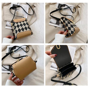 Sac à main à rivets cousus à la main pour femmes, sac à bandoulière en losange de couleur populaire - Product Image 5