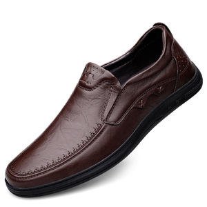 Chaussures habillées en cuir véritable pour hommes, bout rond, à lacets, semelle extérieure en caoutchouc antidérapante, toutes saisons, bureau et carrière - Product Image 2