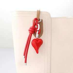 New PU <b>Leather</b> Rope Heart Shaped <b>Keychain</b> Fashionable and Versatile DIY Hand Woven Rope Bag Hanging Accessories for Women - Product Image 2