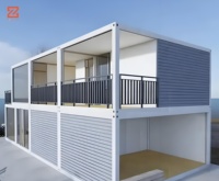 Maison préfabriquée en acier entièrement meublée à 2 étages Maison en verre à 2 étages avec conteneur plat pour bureau aux Philippines