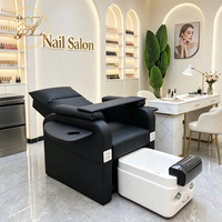 Vente en gros de mobilier et d'équipements pour salons de manucure, fauteuils de pédicure électriques inclinables noirs de luxe pour techniciennes en ongles