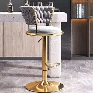 Sillas de Barra Altas Modernas y Ajustables <span class=keywords><strong>para</strong></span> Cocina o Desayunador, Taburetes de Barra de Lujo <span class=keywords><strong>para</strong></span> el Hogar, Tapizados en Terciopelo - Product Image 2