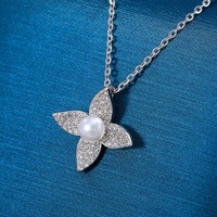 Collier trèfle à quatre feuilles en argent sterling S925 avec perle d'eau douce naturelle, bijou porte-bonheur pour femme, le plus bien noté par SPJ, faible MOQ
