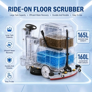 Ride-on <strong>Floor</strong> Scrubber Dryer 1200mm Width 160L/165L Dual Tank 6800㎡/h Efficiency 24V Battery Powered <strong>Floor</strong> <strong>Cleaning</strong> <strong>Machine</strong> - Product Image 2