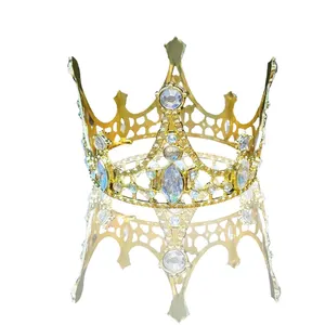 Corean compleanno moda diadema Para Noivas 8cm corona di cristallo per principessa lega gioiello ornamento bambini corona sposa Tia