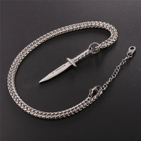 Dague en acier inoxydable plaqué or à la mode Stiletto couteau pendentif collier chaîne à maillons pour cadeau