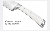 Ensemble de couteaux de cuisine blancs avec couteau de chef Santoku en acier inoxydable manche en ABS PP pour la cuisine et la pâtisserie