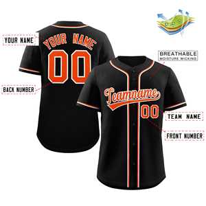 Maillot de baseball authentique de style classique noir, orange et blanc personnalisé - Product Image 2