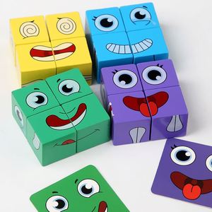 Jeu de blocs de construction en bois personnalisés pour toute la famille, cube magique à faces changeantes, vente en gros, produit phare - Product Image 1