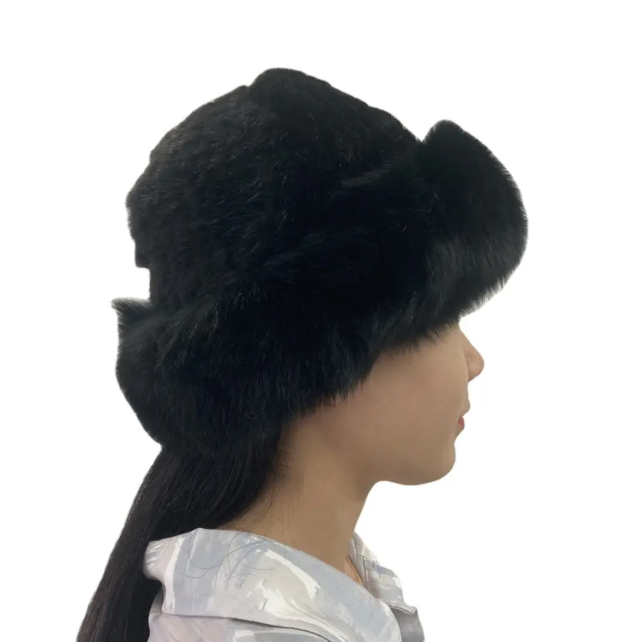 Chapéus personalizados de pelo de marta, chapéu e luva, conjuntos de caber flexível, fofo de raposa, topo redondo