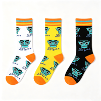Chaussettes Jacquard Jaune Mi-Mollet Personnalisées, Motif Tricoté Entièrement Illustré, Chaussettes en Coton Doux pour Tenue Décontractée