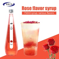 Ingrédients liquides de sirop aromatisé à la rose rouge de 750ml pour café, cocktail, smoothie, soda, lait, thé, utilisation dans une bouteille