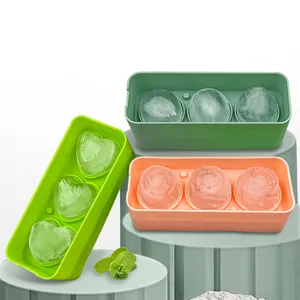 4 Cavity Silicone Rose Ice Ball Maker Ice Cube Trays for Cocktails Whiskey Green in Black