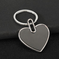 Porte-clés vierge double face en alliage de zinc, design moderne, minimaliste et tendance, en forme de cœur, de rectangle et de maison, pour gravure laser DIY