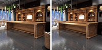 Comptoir de bar vintage en bois massif de style européen pour café, restaurants et magasins de thé au lait Comptoir de caisse incurvé en coin pour bar à eau