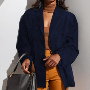 2025 Vintage marron poche ample <span class=keywords><strong>daim</strong></span> à manches longues Blazer pour femmes Style européen américain nouvelle Collection de printemps femmes <span class=keywords><strong>Trench</strong></span> - Product Image 4