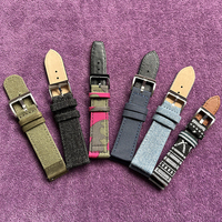 16 18 20 22 24 26 mm Venta caliente suave fino azul híbrido cuero lona tela de vela correas de reloj correa de reloj piezas de repuesto