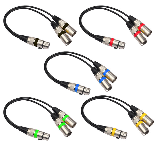XLR 3-Pin Male 2 XLR Female Adapter Cord RCA Connector Microphone Extension Cable Y Splitter for Projector Camera Car